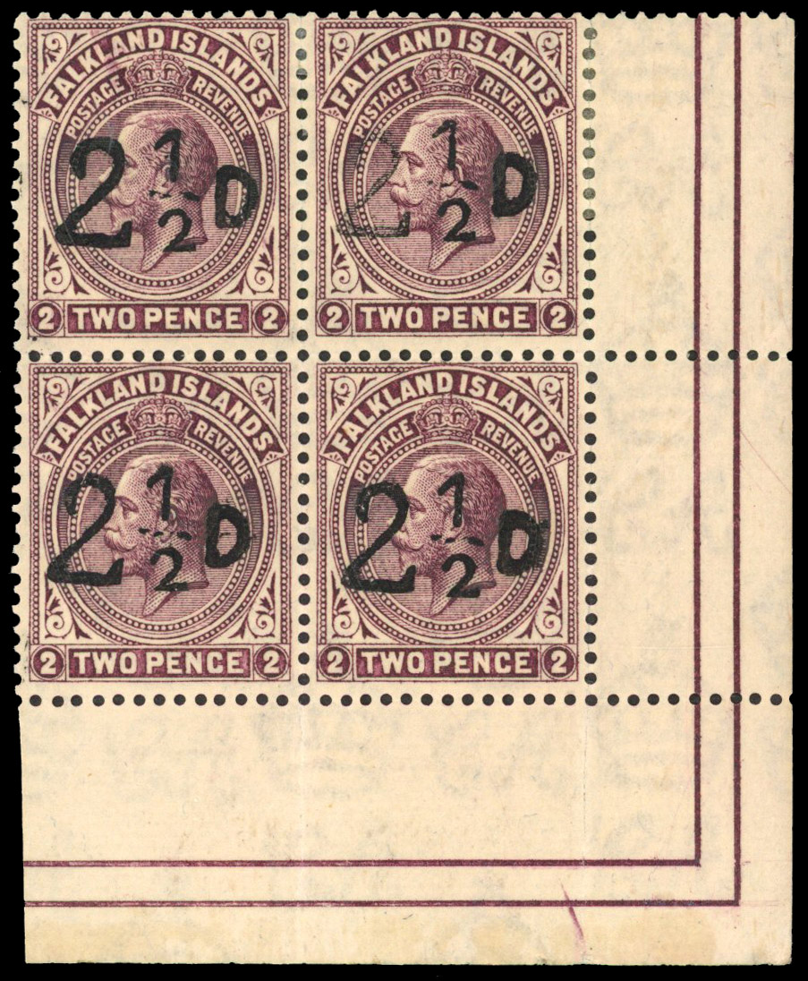 Falkland Islands 1928 2½d on 2d South Georgia provisional
