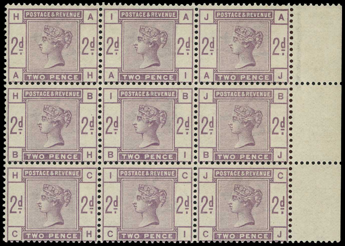 1884 2d lilac. Superb unmounted o.g. right...