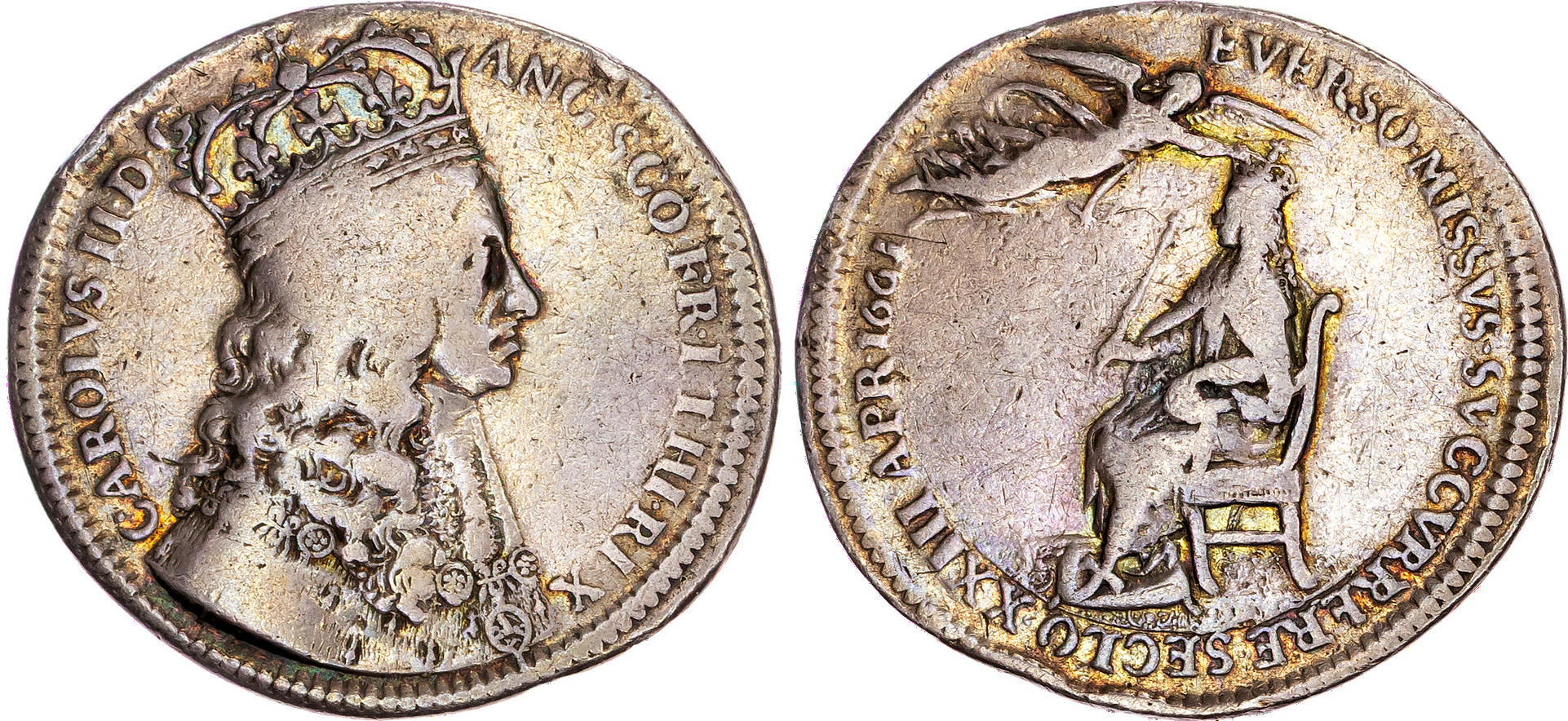 Charles II, Coronation 1661, Official silver medal, by Thomas Simon.