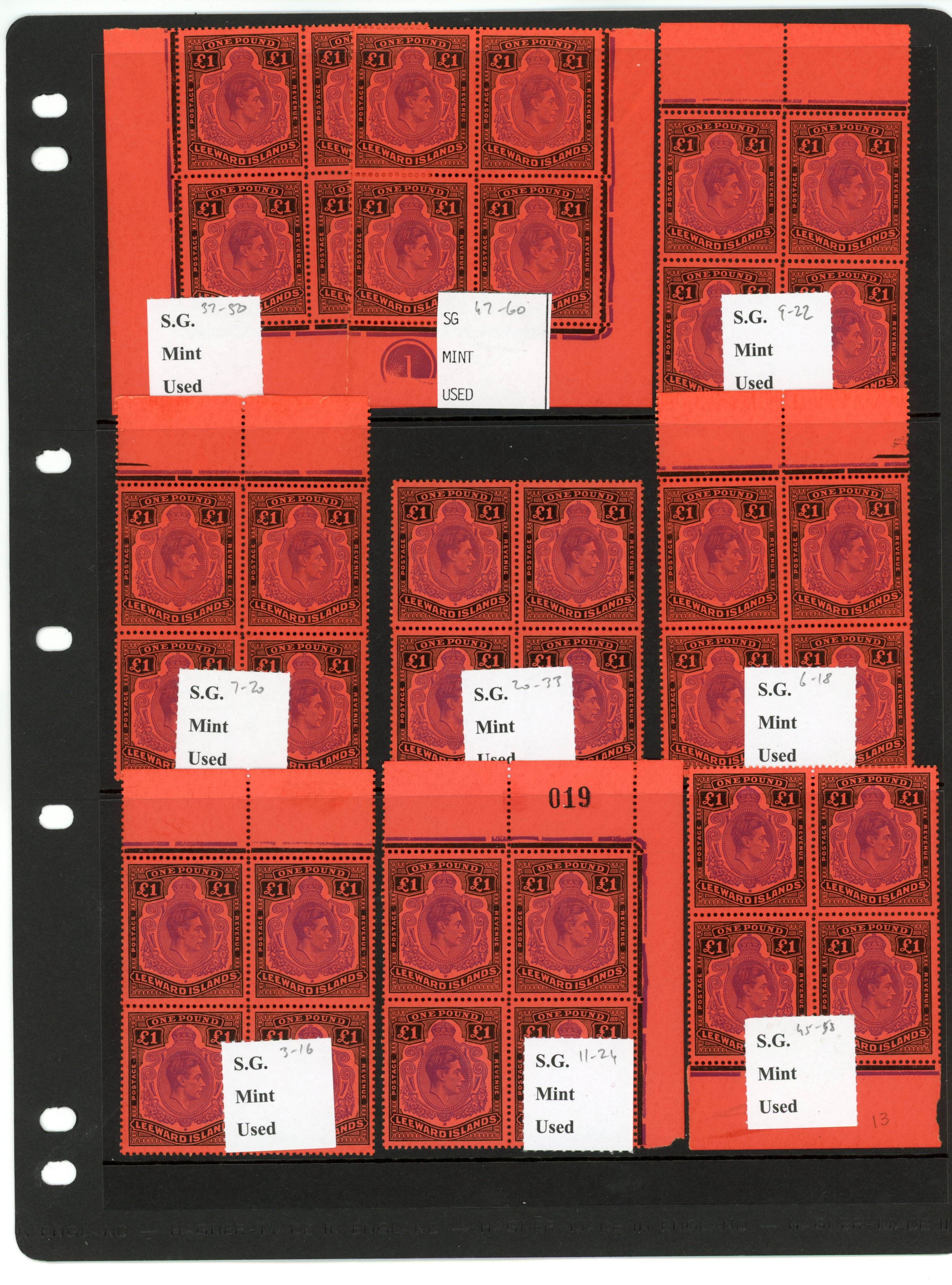 Leeward Islands SG 114c blocks mint