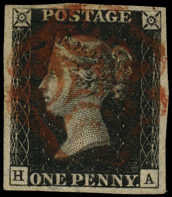 1840 1d black Plate 5 (HA) four good...
