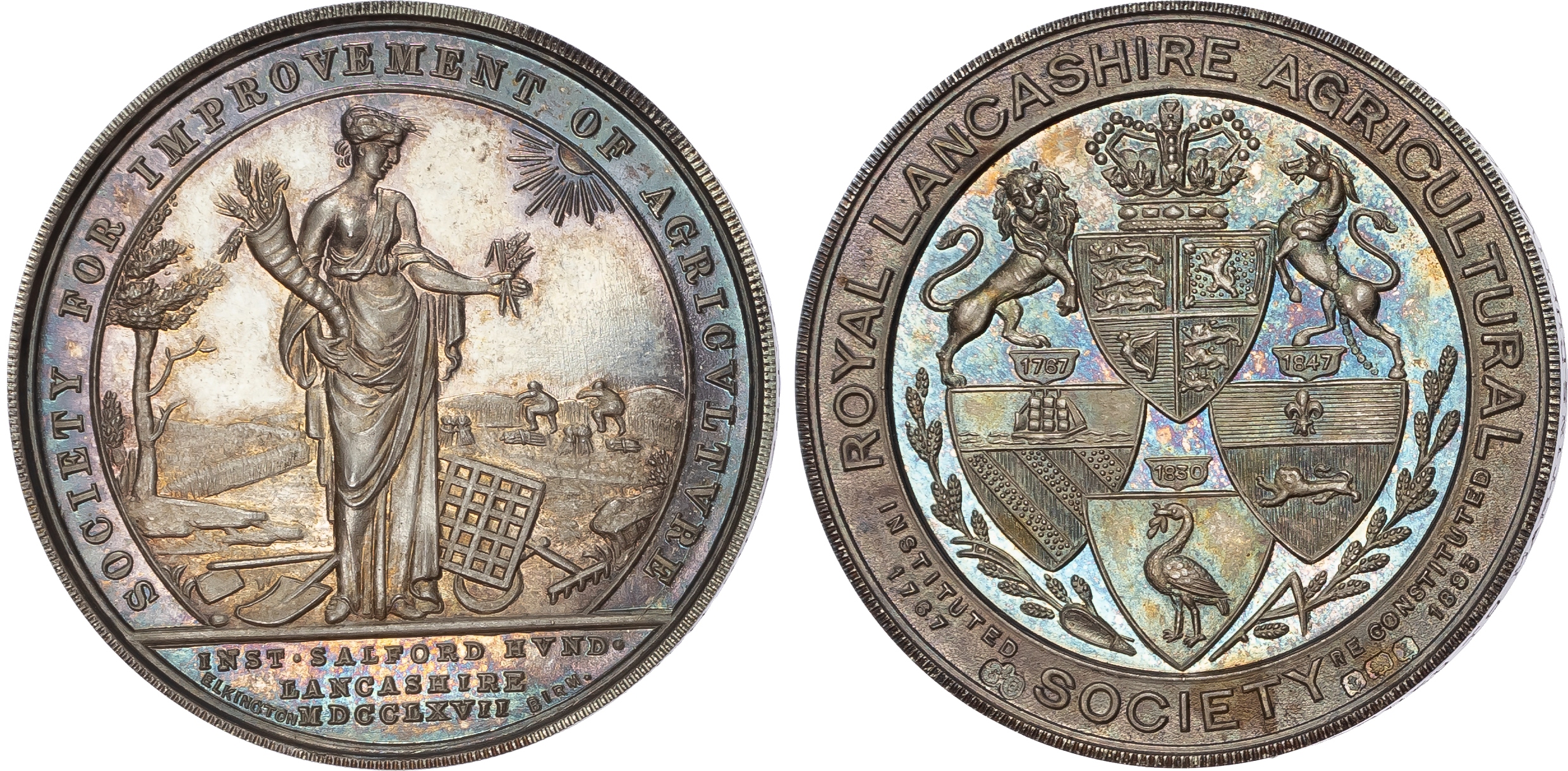 Royal Lancashire Agricultural Society, Silver Prize Medal, 1922 by Elkington & Co