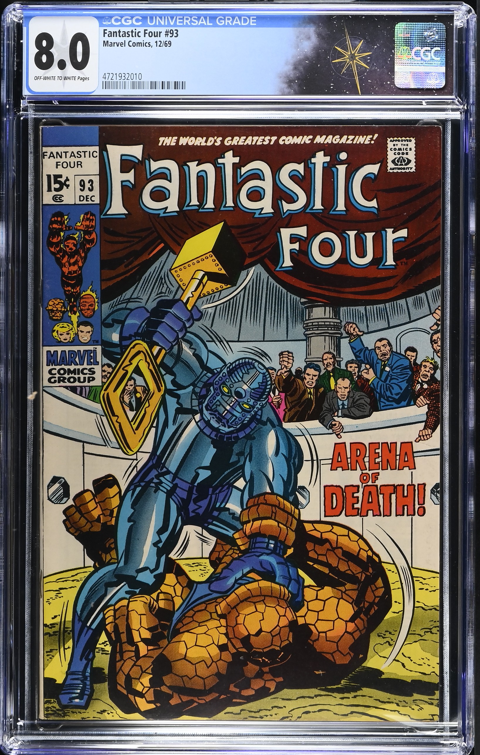 Fantastic Four #93 CGC 8.0 "At the Mercy of Torgo!" (Marvel Comics, 1969) Off-White to White Pages