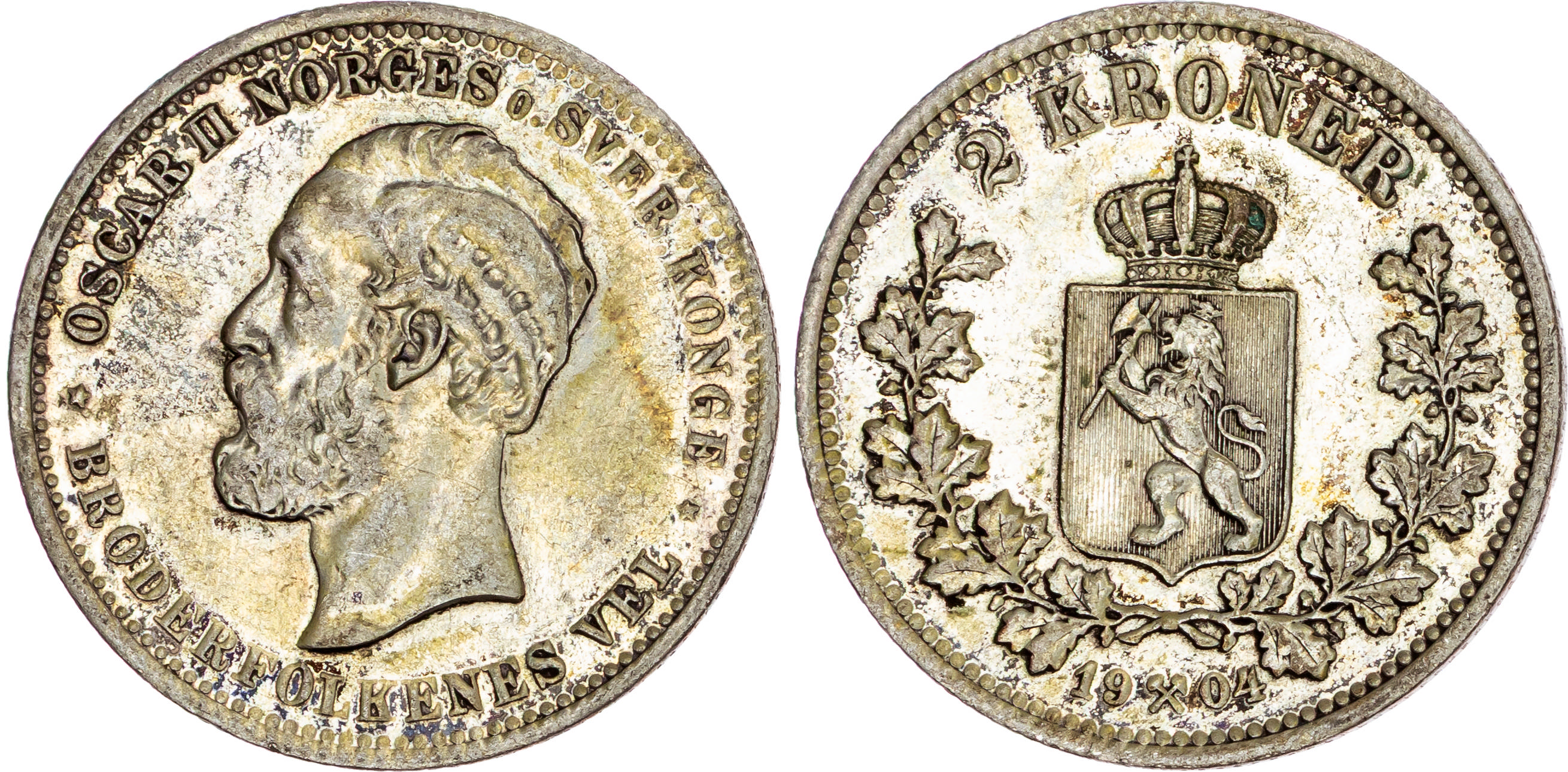Norway, Oscar II (1872-1905), silver 2 Kroner, 1904