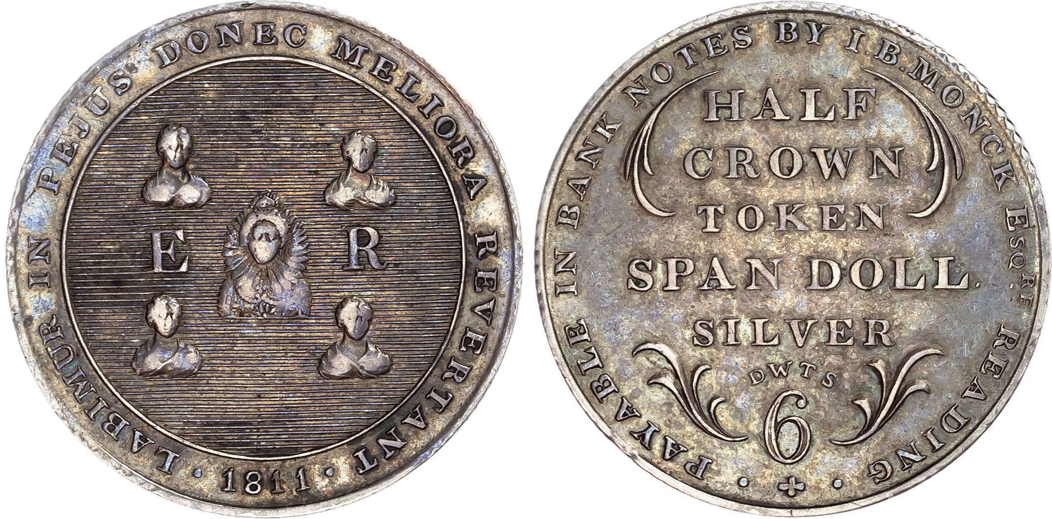 Berkshire, Reading. J. B. Monck, silver halfcrown, 1811.