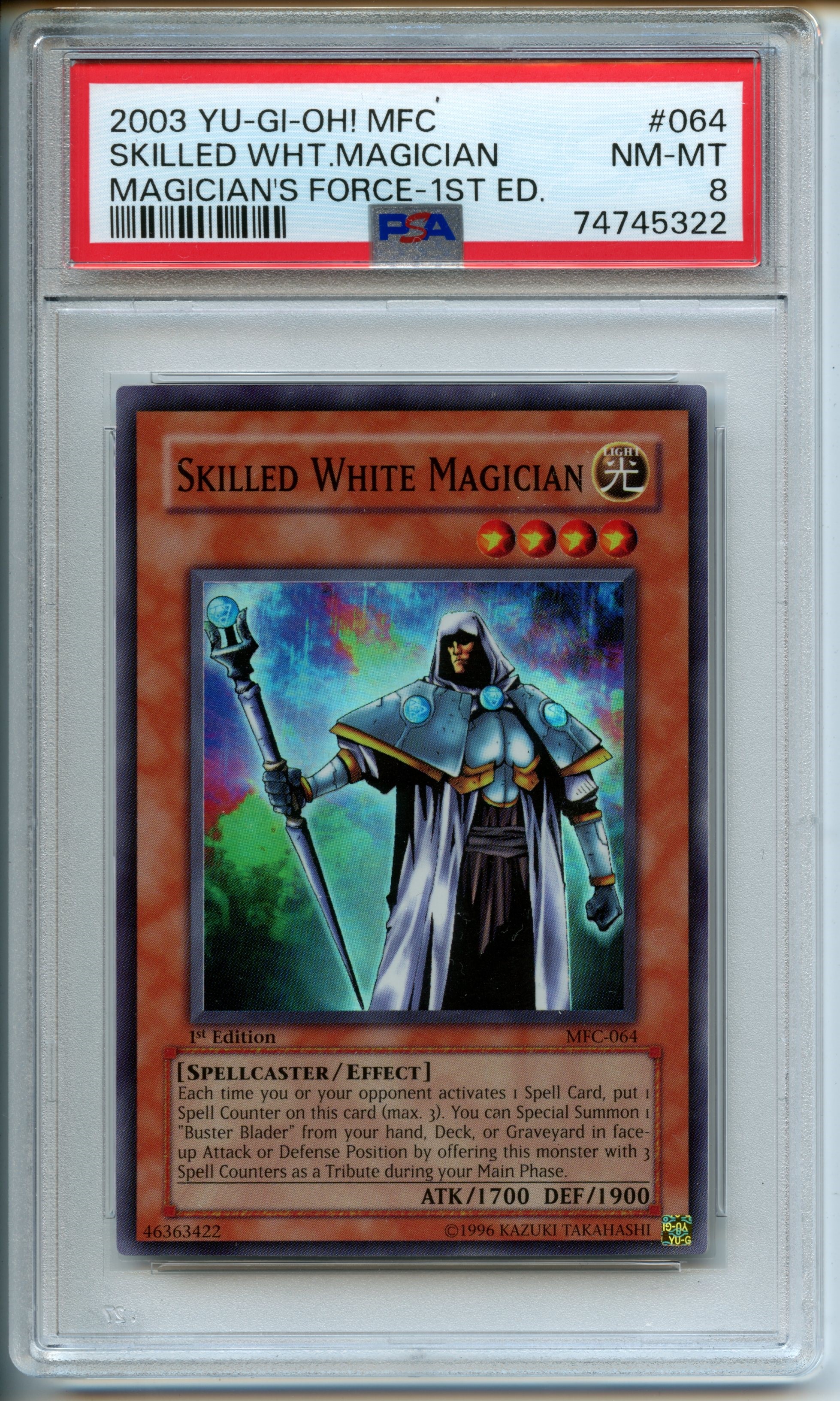 Yu-Gi-Oh! - Skilled White Magician  1st Edition  - Magician's Force  - PSA 8