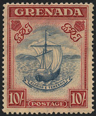 1940 10/- steel blue and bright carmine...