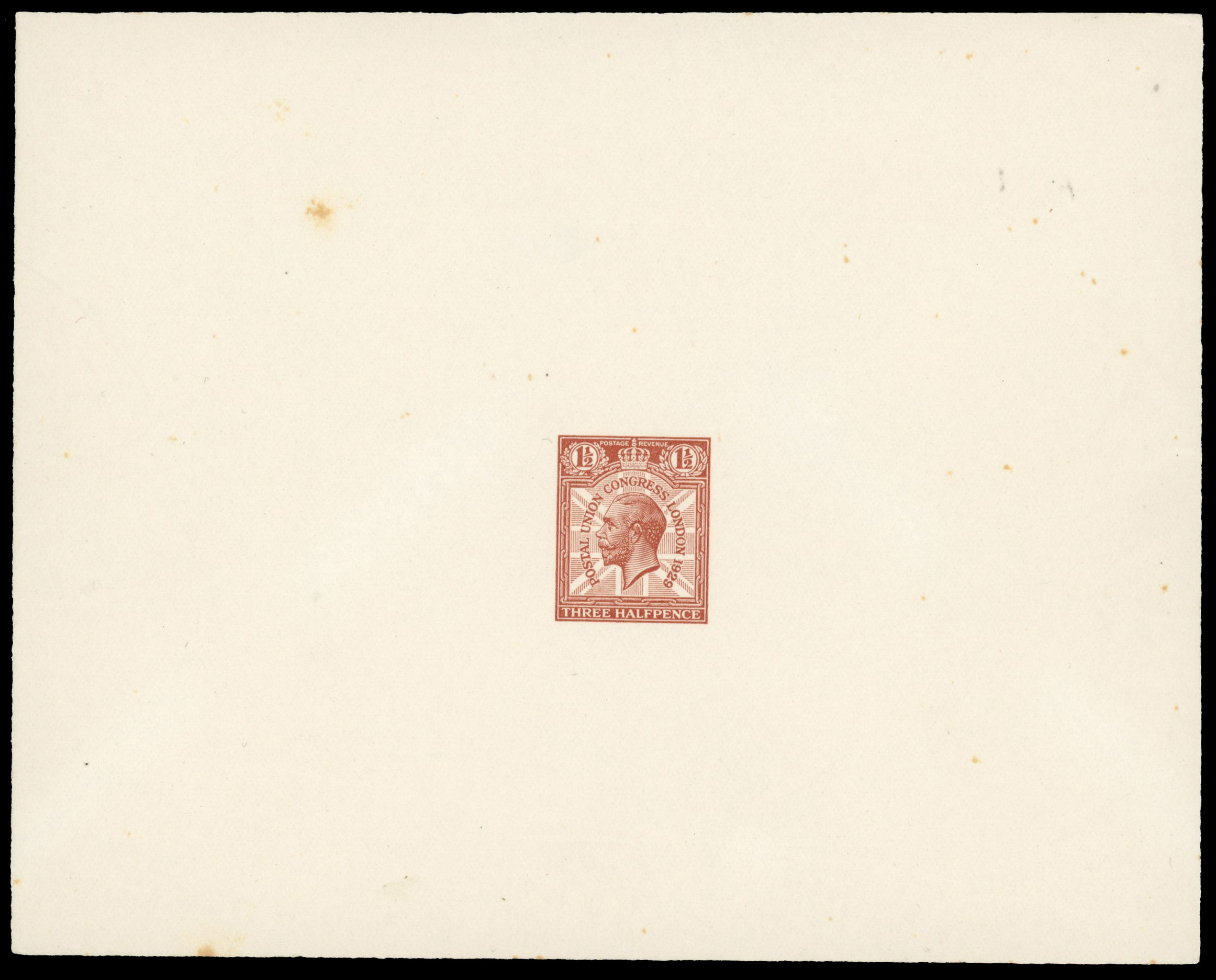 Great Britain SG 436 var 1929 PUC 1½d die proof in brown