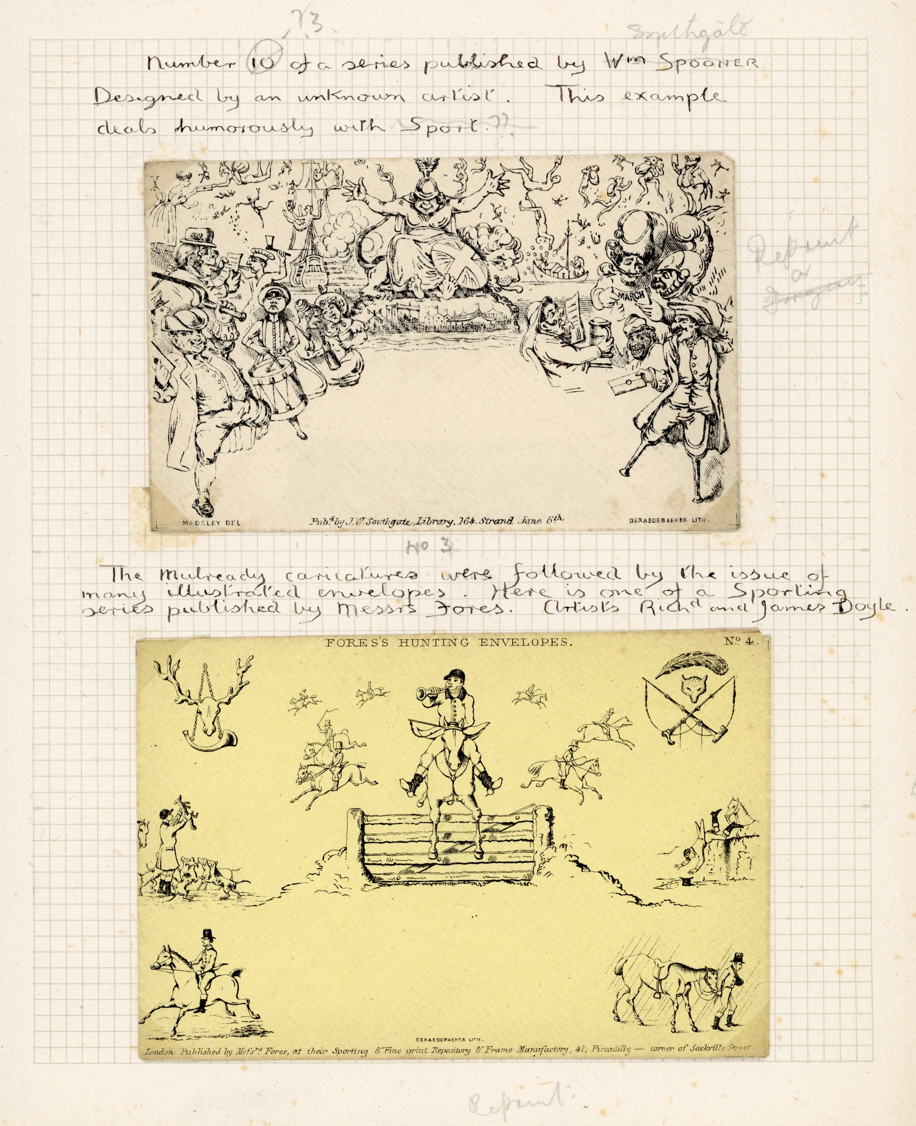 GB 1890 (c.) group of Mulready Caricatures – Deraedemaekers