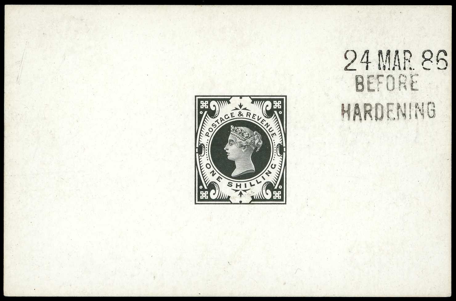 1887 1/- Die Proof in black on glazed card (92...