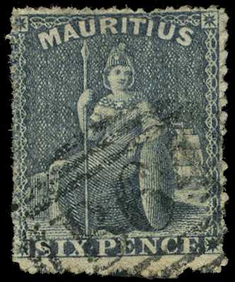 Used in Mauritius: 1862 intermediate perf...