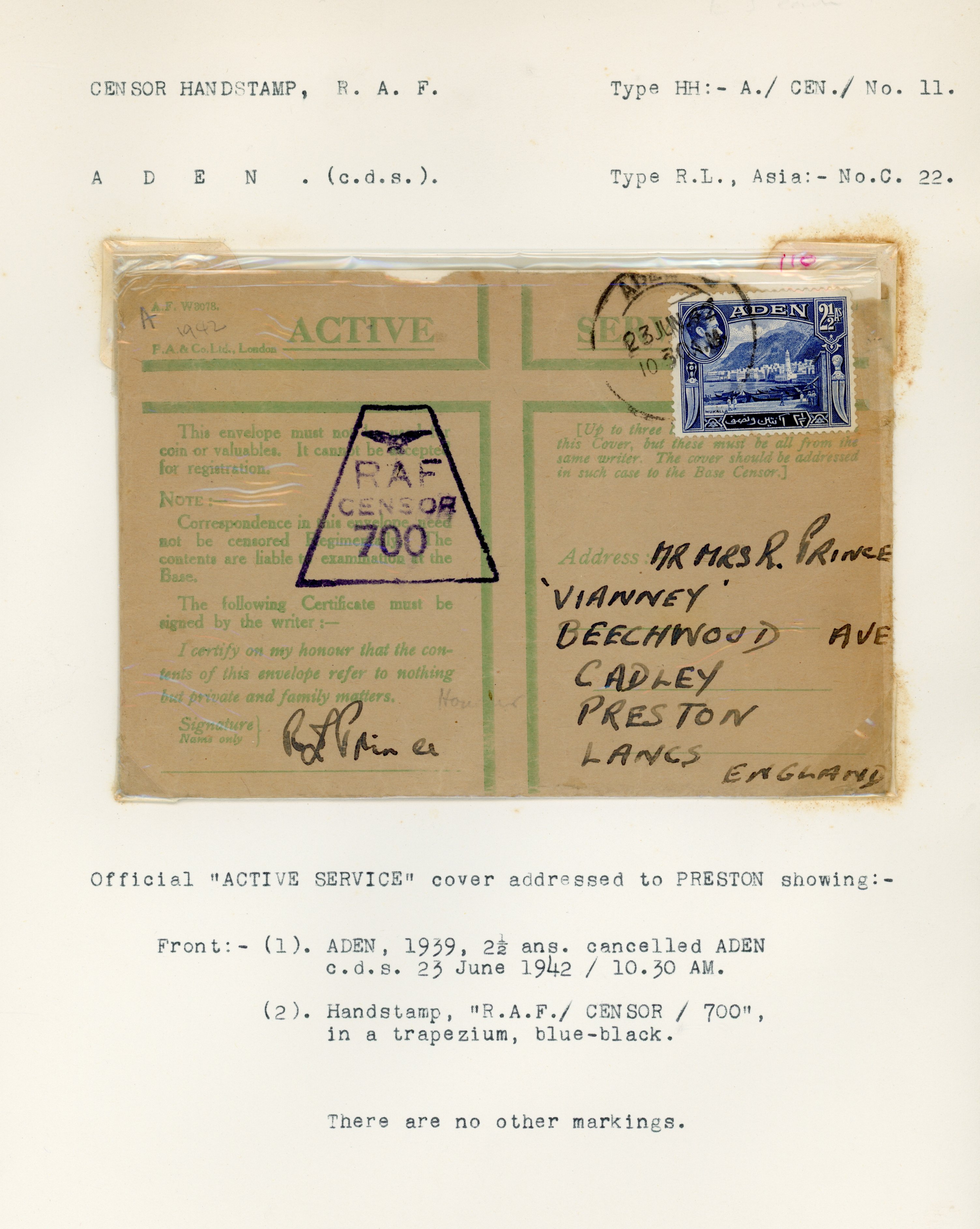Aden WW2 Censor covers