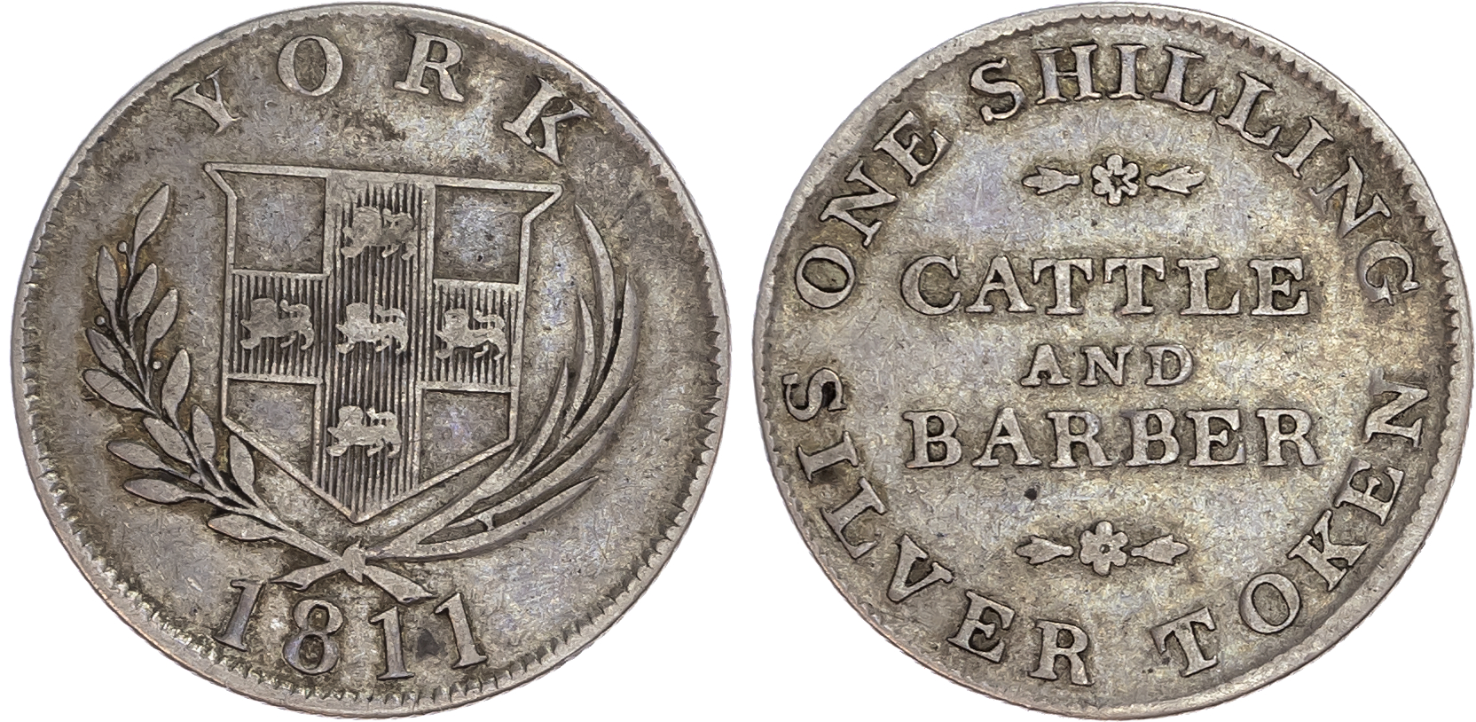Yorkshire, York. Robert Cattle and James Barber, silver shillings, 1811 (5). 