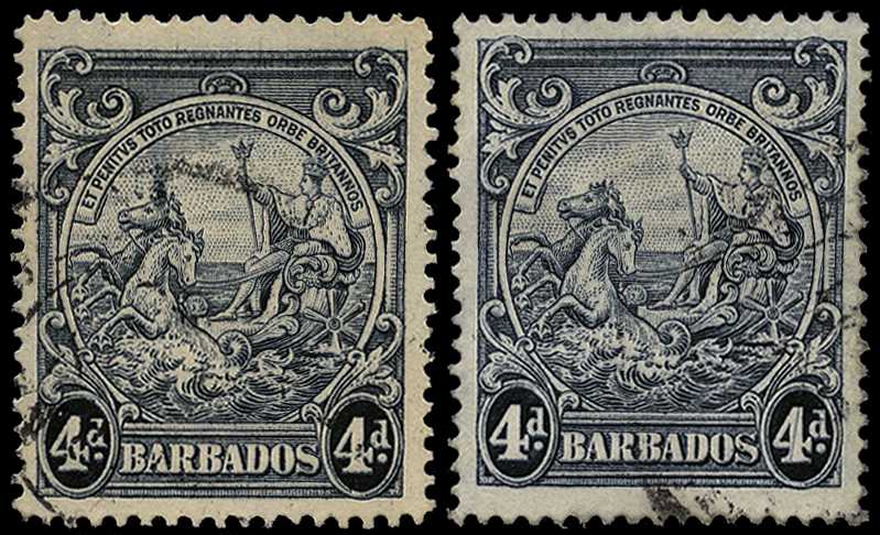 1944 4d black perf 14, two examples one...