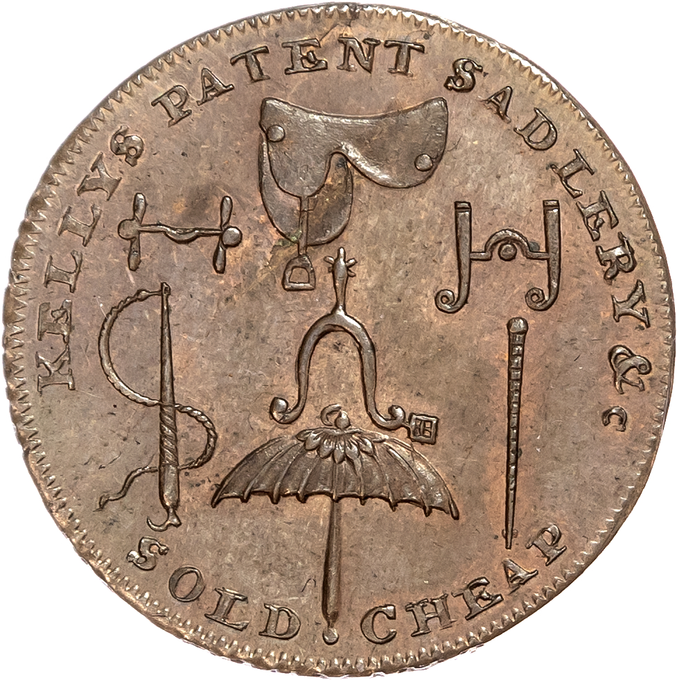 London – Strand, Jasper & Simon Kelly (saddle & harness makers) Halfpenny undated