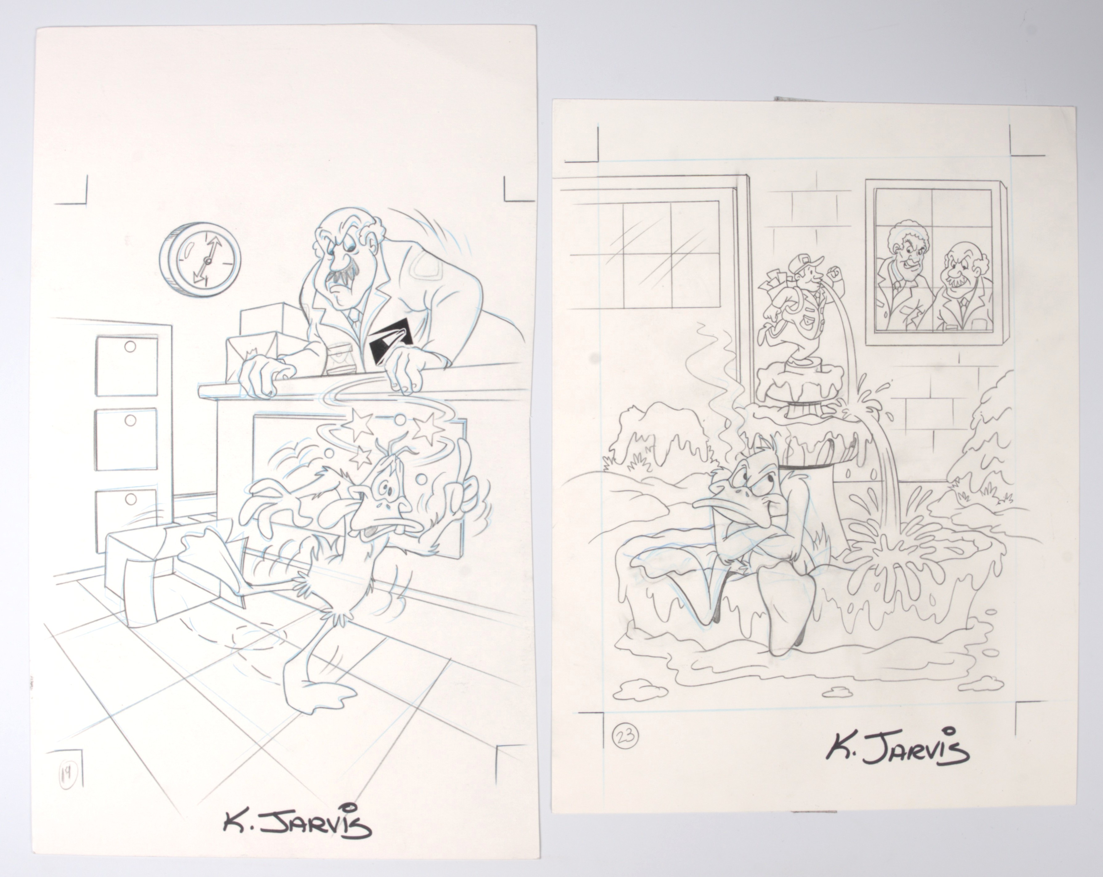 Kelly Jarvis Two Production USPS Daffy Duck Campaign Pencil Sketch Art Signed
