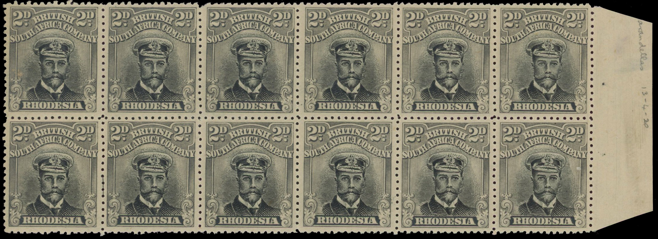 Rhodesia 2d SG 257 block mint