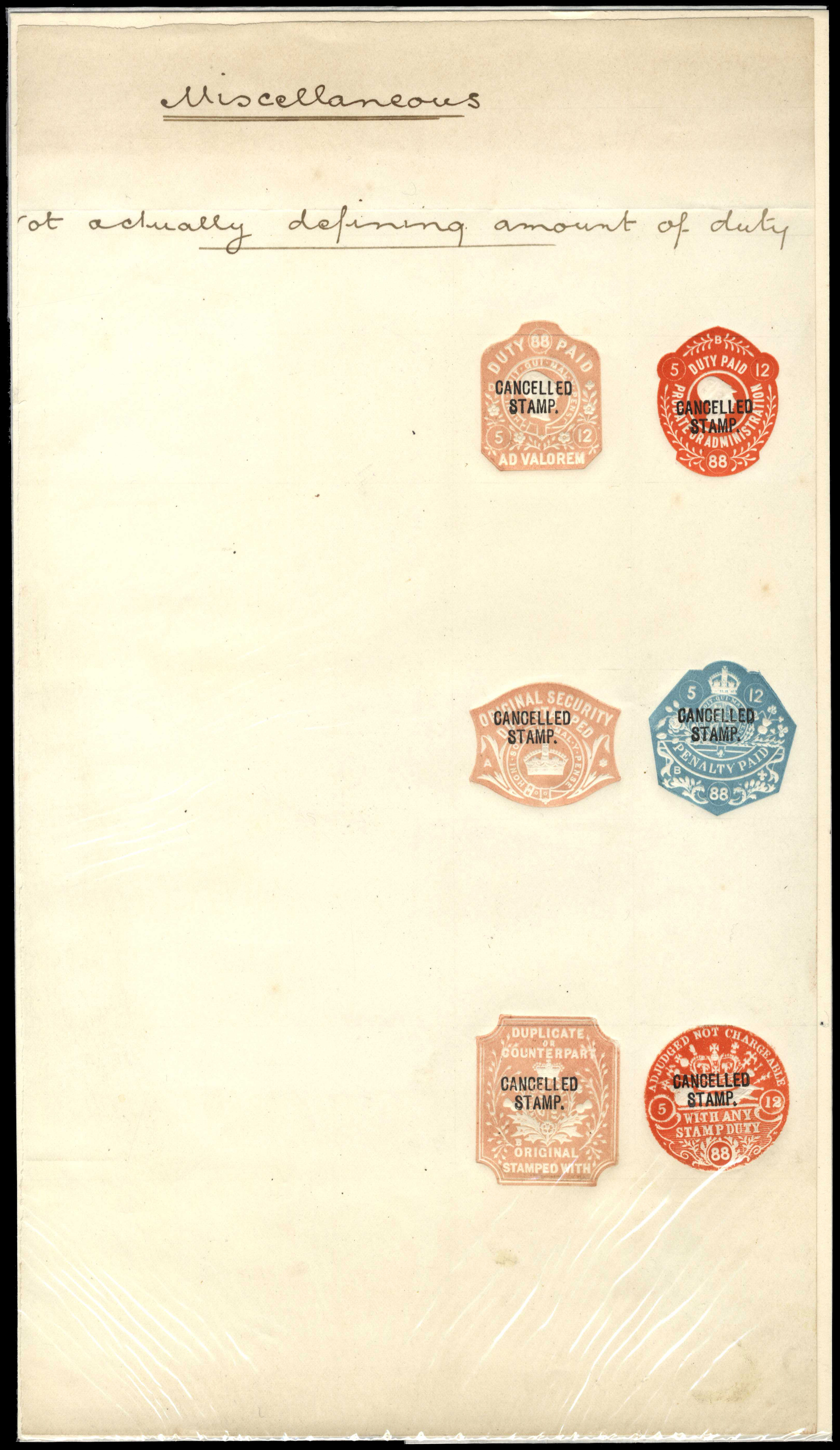 GB Revenue 1888 proof sheet of embossed undenominated stapmps