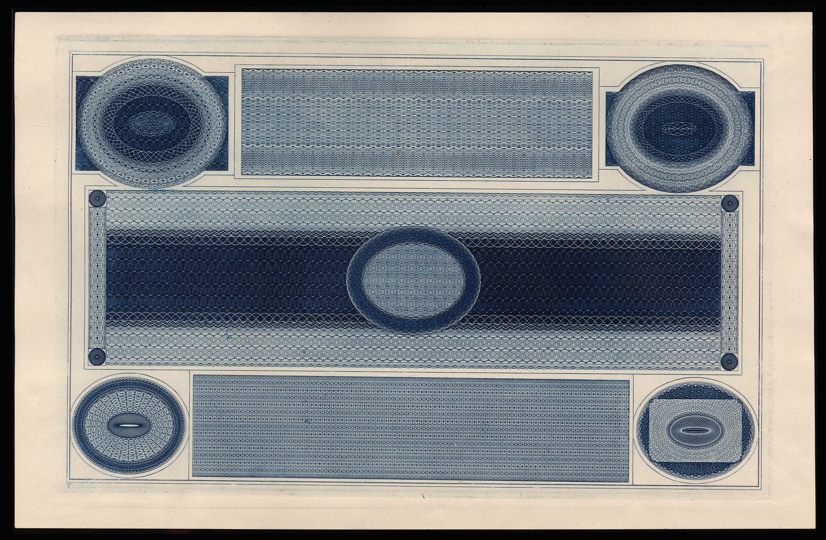 Great Britain 1840 Background trial essay. Very fine example of the 1935 E.D. Bacon reprint printed in blue on whi…