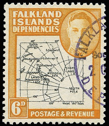 1946 Thick Map 6d ochre used with part...