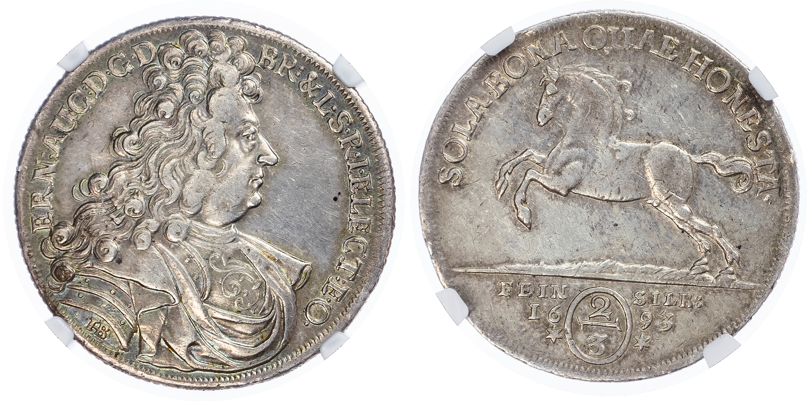 Germany, States, Brunswick-Luneburg-Calenberg. Ernst August AR 2/3 Thaler. 1693 HB.