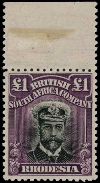 1913-7 £1 Head Die II, perf 14. Top...