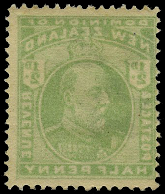 1909 ½d yellow-green showing fine offset...
