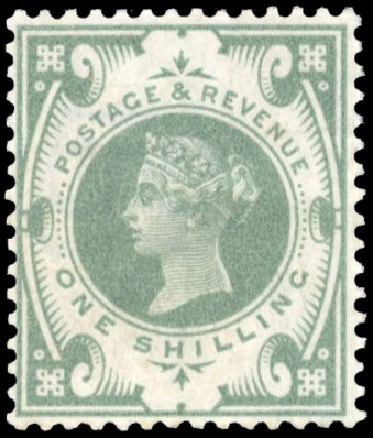 1887-1900 ‘Jubilee’ 1s dull green, variety ‘WATERMARK INVERTED’; fine unmounted original gum