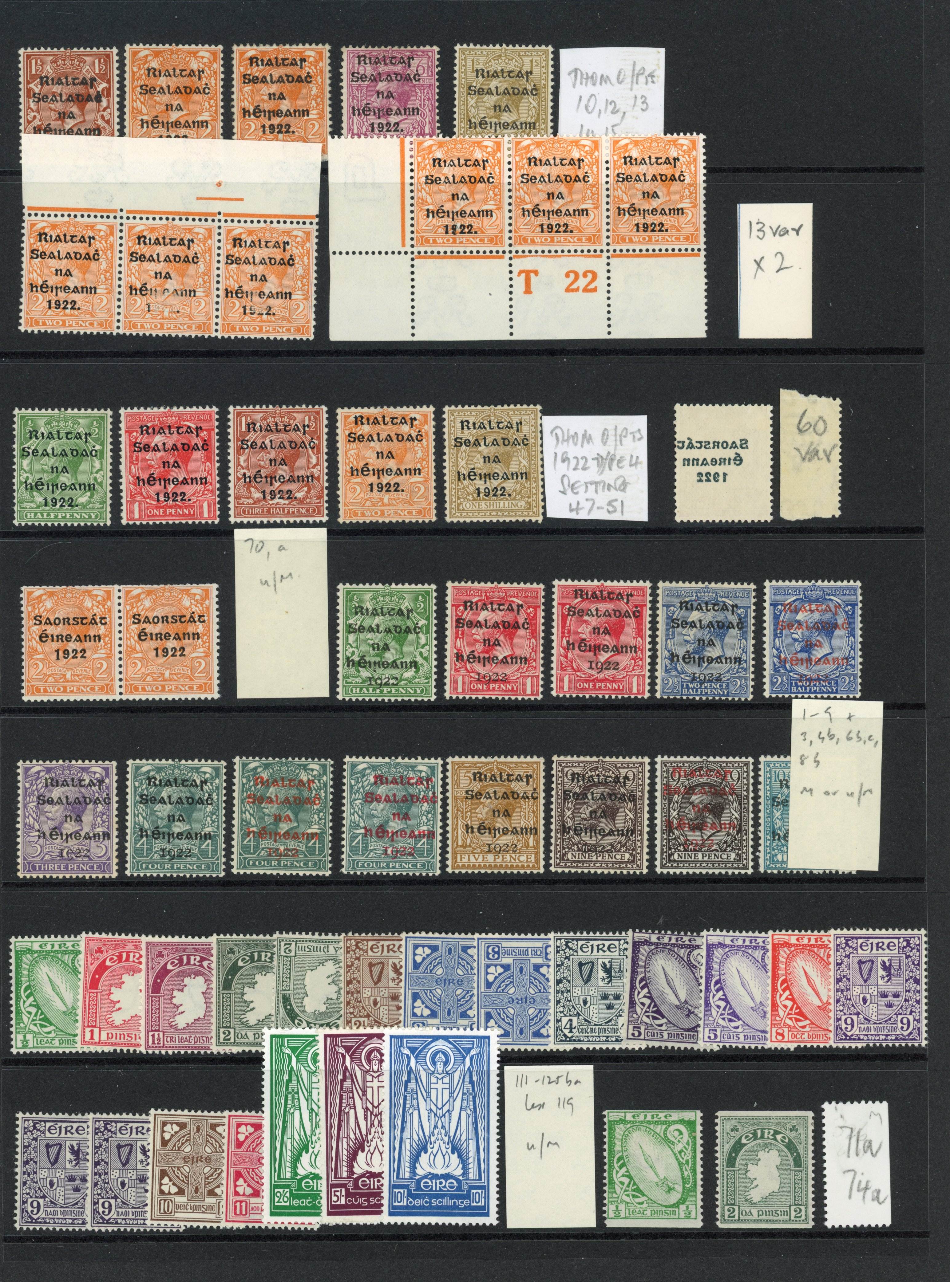 Ireland 1922-68 definitive group mint