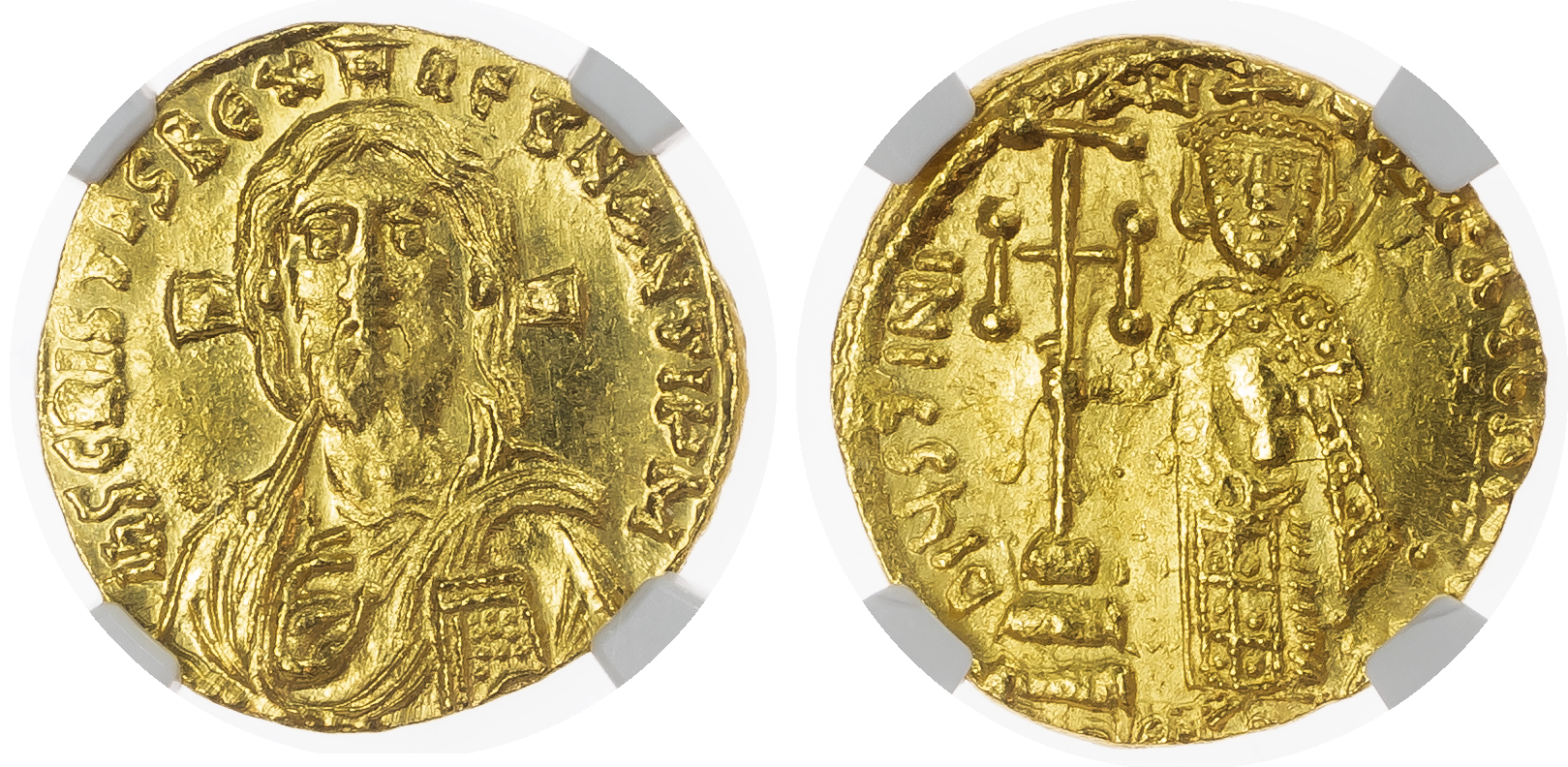 Justinian II (First Reign, AD 685-695) AV Solidus, Constantinople, AD 692-695, 4.42g.