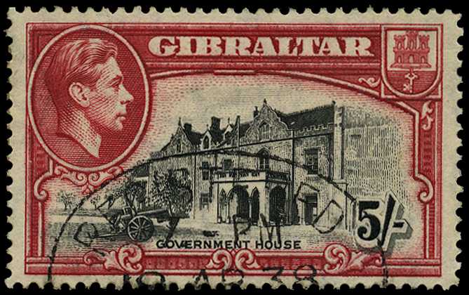 1938 5/- perf 14, fine used with part...