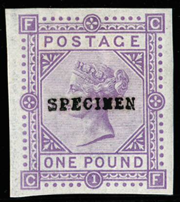 GB SG129var 1878 £1 Colour trial in mauve. SPECIMEN type 9.
