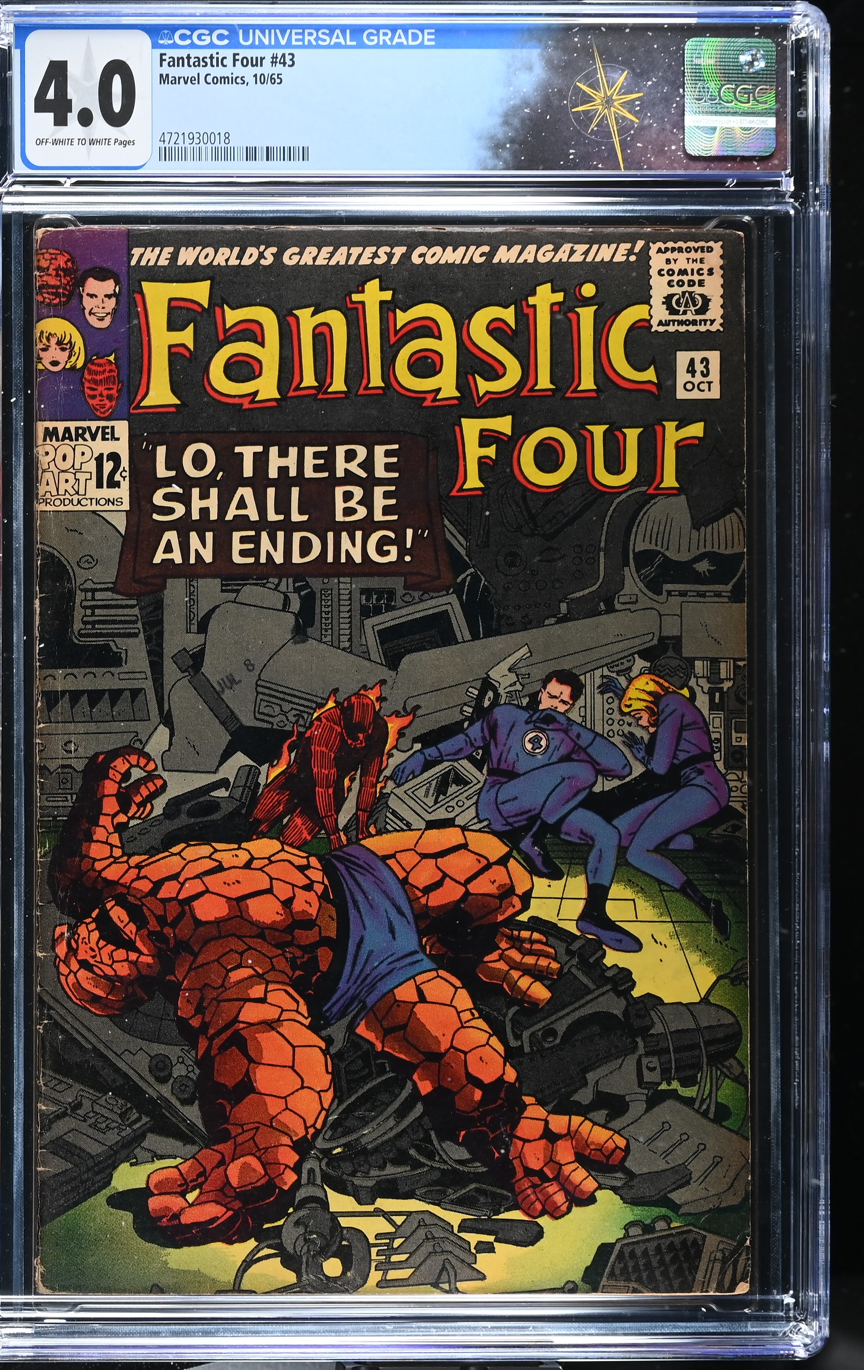 Fantastic Four #43 CGC 4.0 Jack Kirby Cover “Lo! There Shall Be An Ending!” (Marvel Comics, 1965) Off-White to White Pages
