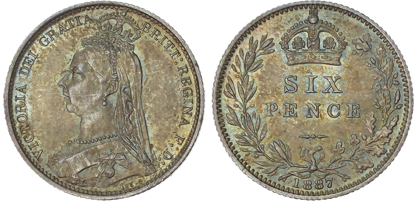 Victoria (1837-1901), Jubilee Coinage (1887-1893), AR Sixpences [2].