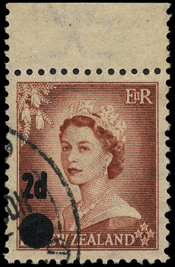 1958 2d on 1½d brown-lake, error surcharged...