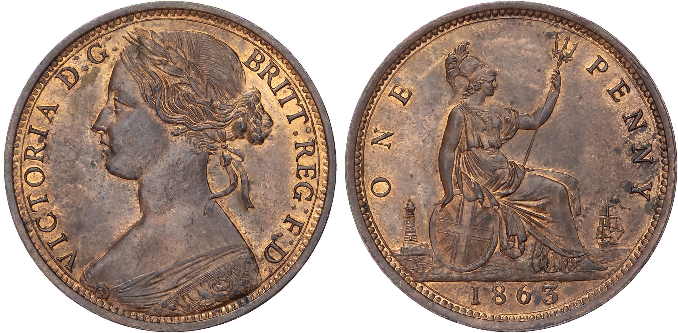 Victoria (1837-1901), Penny, 1863. 