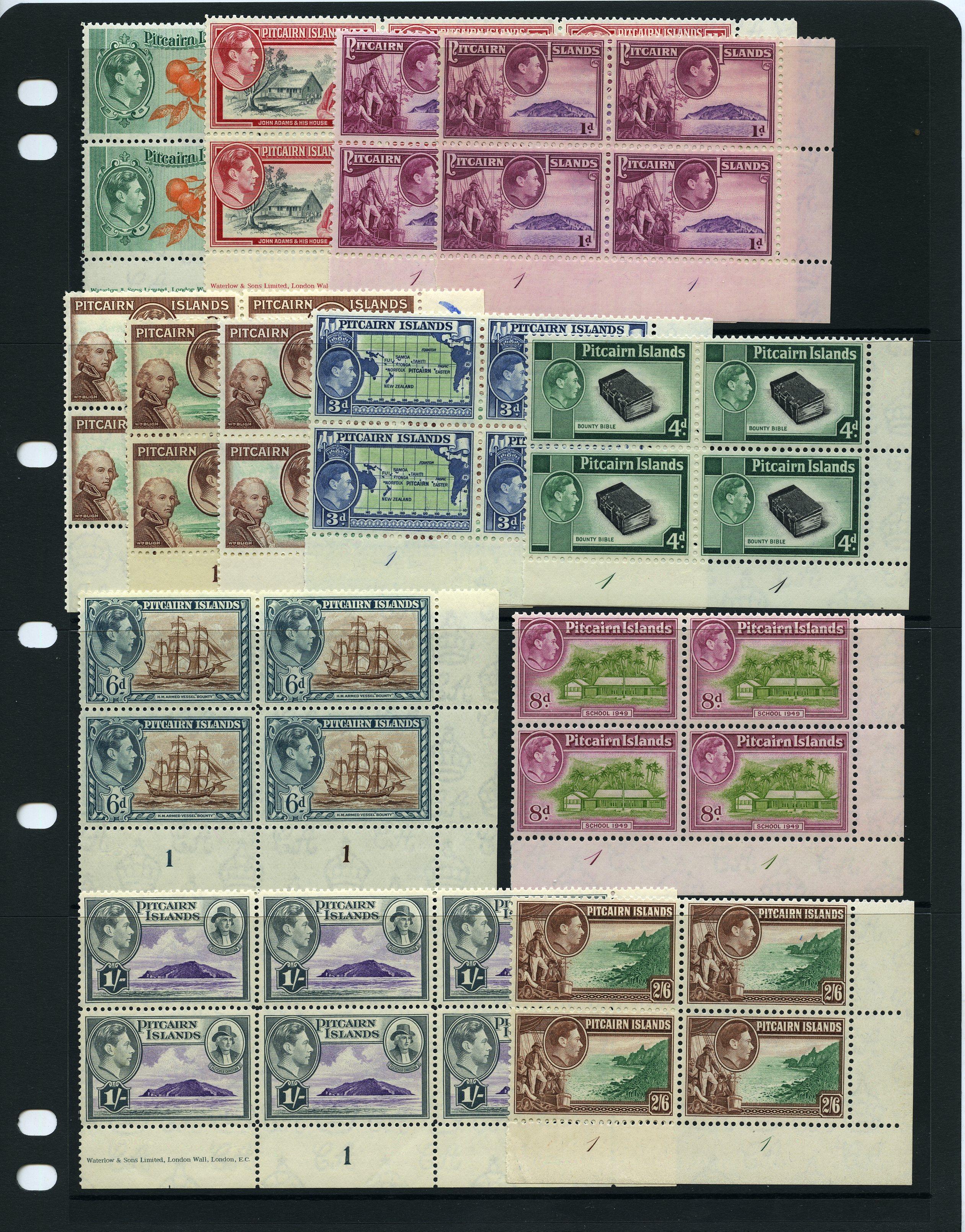 1940-51 set of ten in unmounted o.g. Plate...