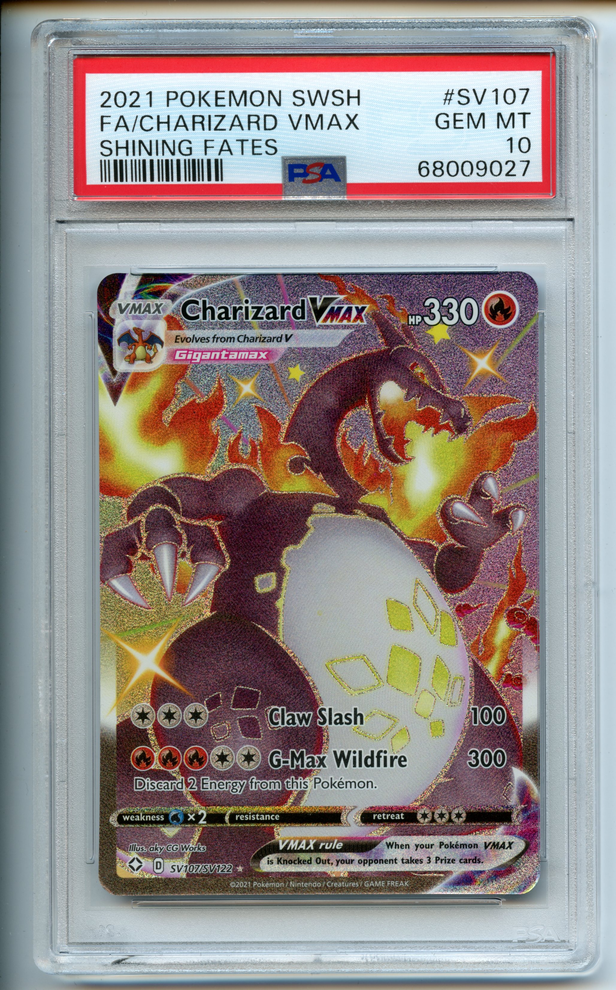 Pokemon TCG  - Charizard VMAX  - Shining Fates  - PSA 10