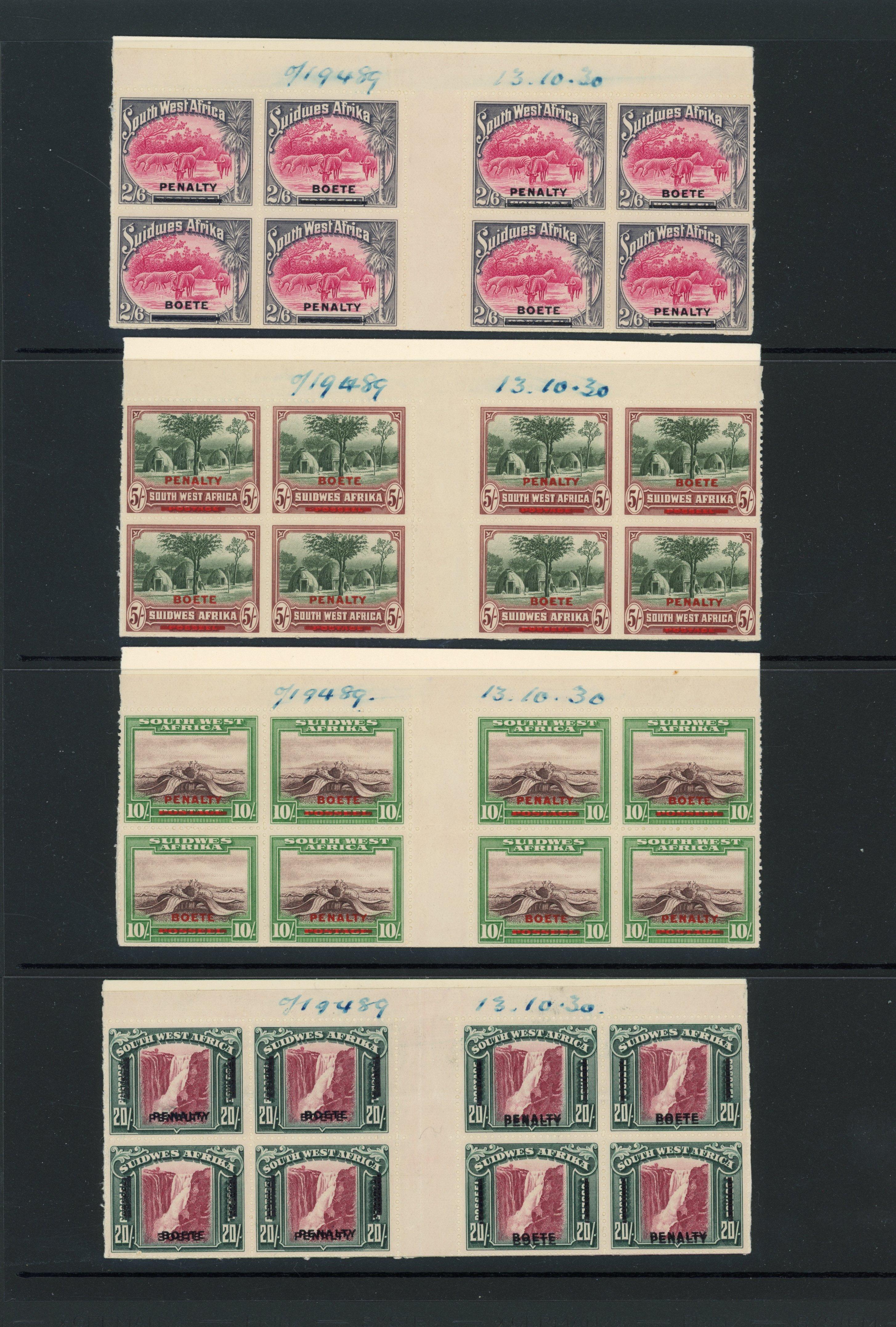 South West Africa Revenues 1931 Penalty blocks