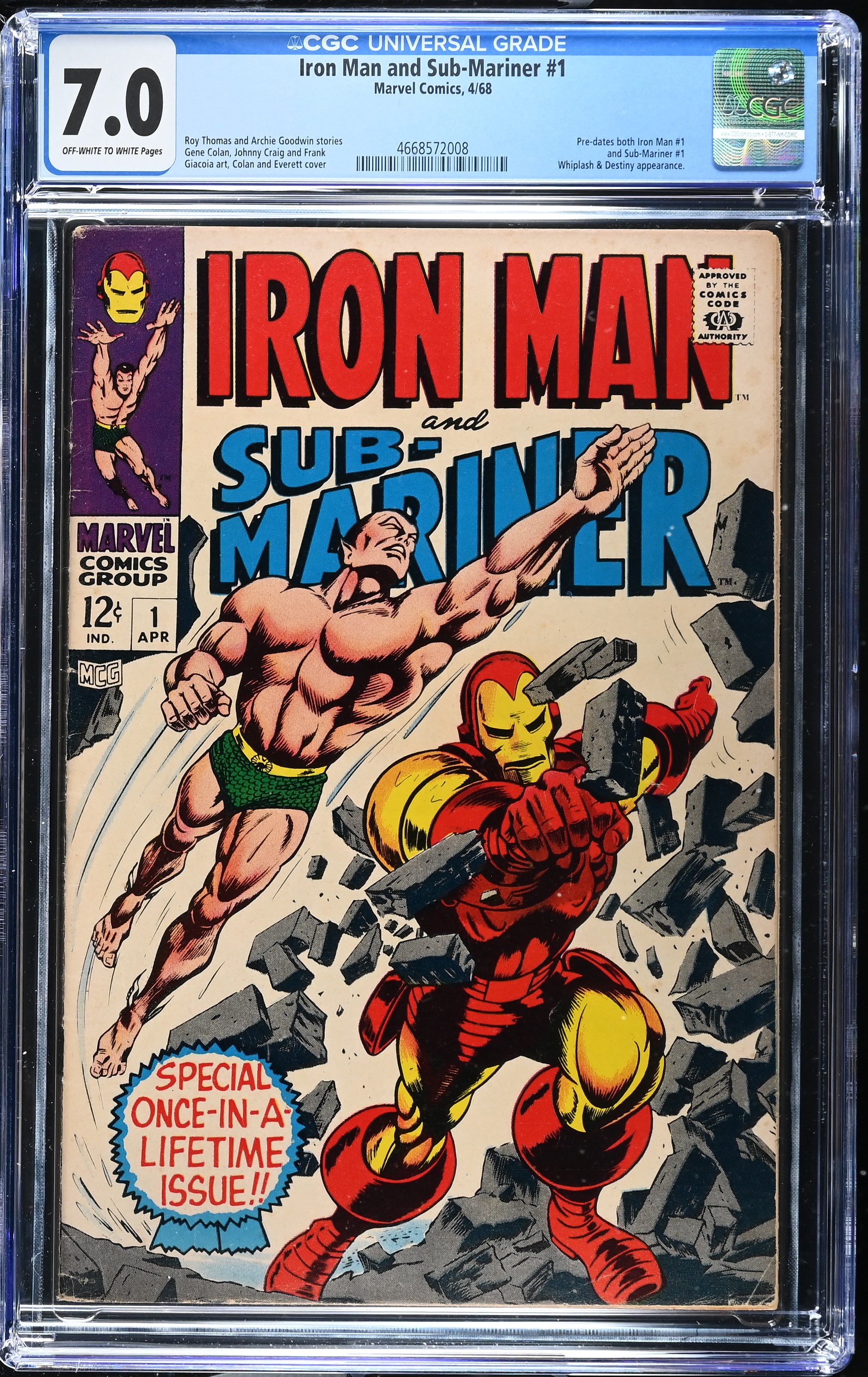 Iron Man and Sub-Mariner #1 CGC 7.0 (Marvel Comics, 1967) Off-White to White Pages