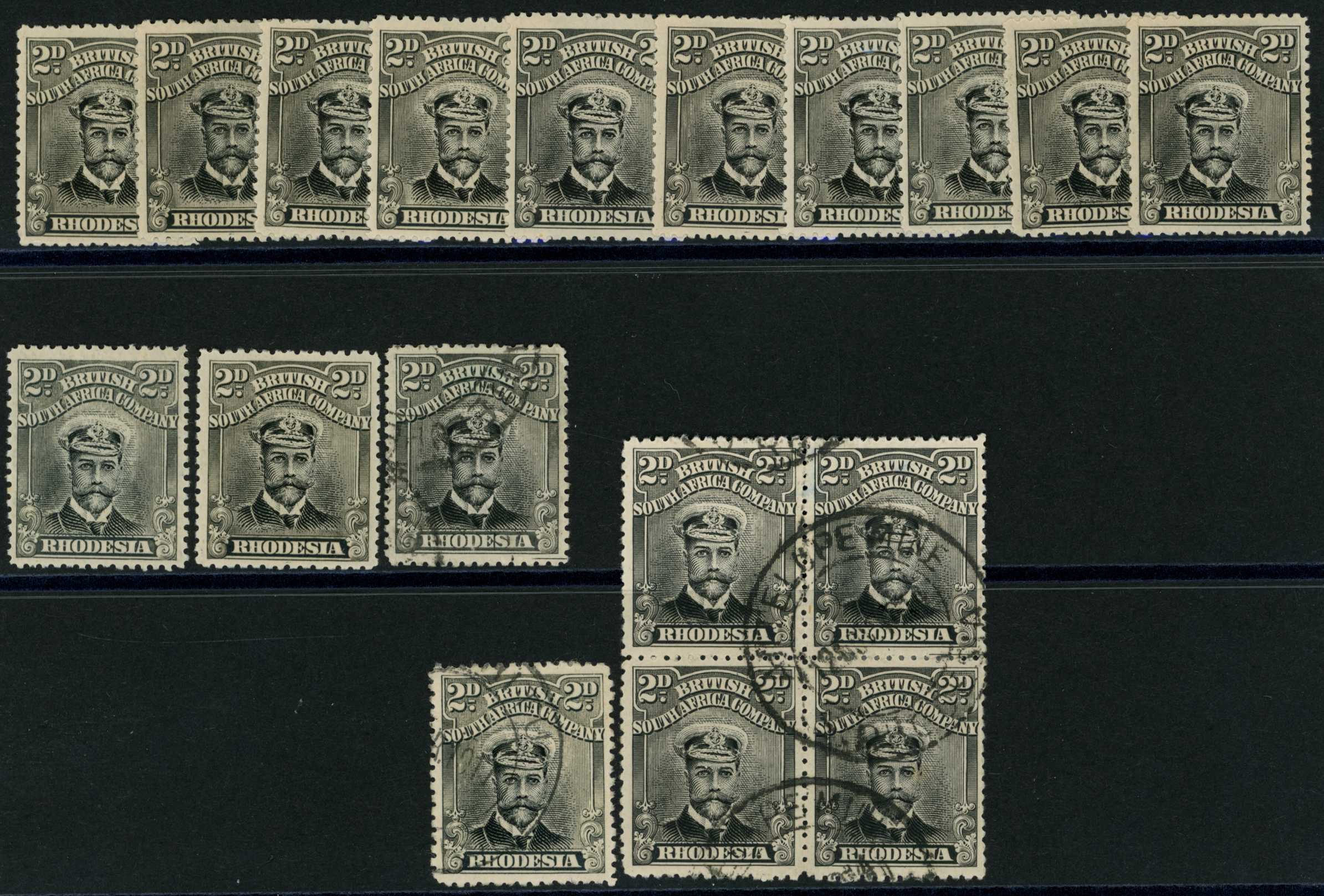 1913-17 2d Head Die II perf 14 group from...