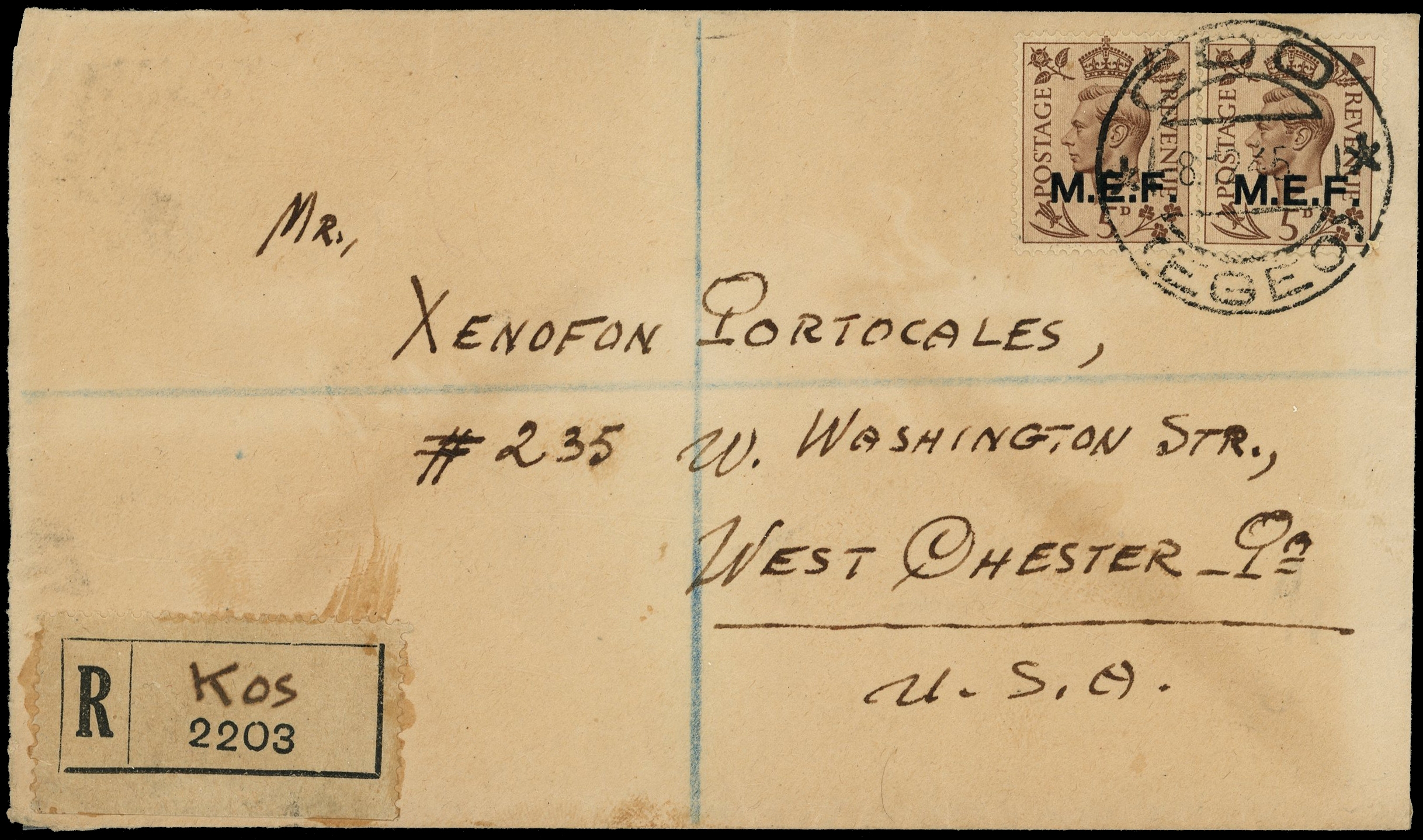 BOIC MEF 1946 cover Kos - USA