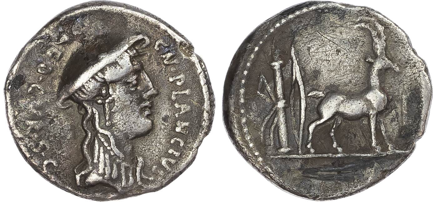 Cn. Plancius (55 BC) AR Denarius, mint of Rome, 3.69g. 