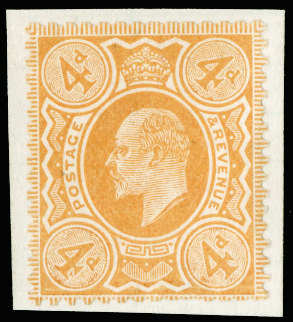 GB SG 240 1909 4d colour trial in yellow-orange