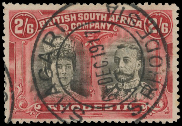 2s6d brownish black and carmine-red RSC A, used with Shagari DC 6 JUN 1917