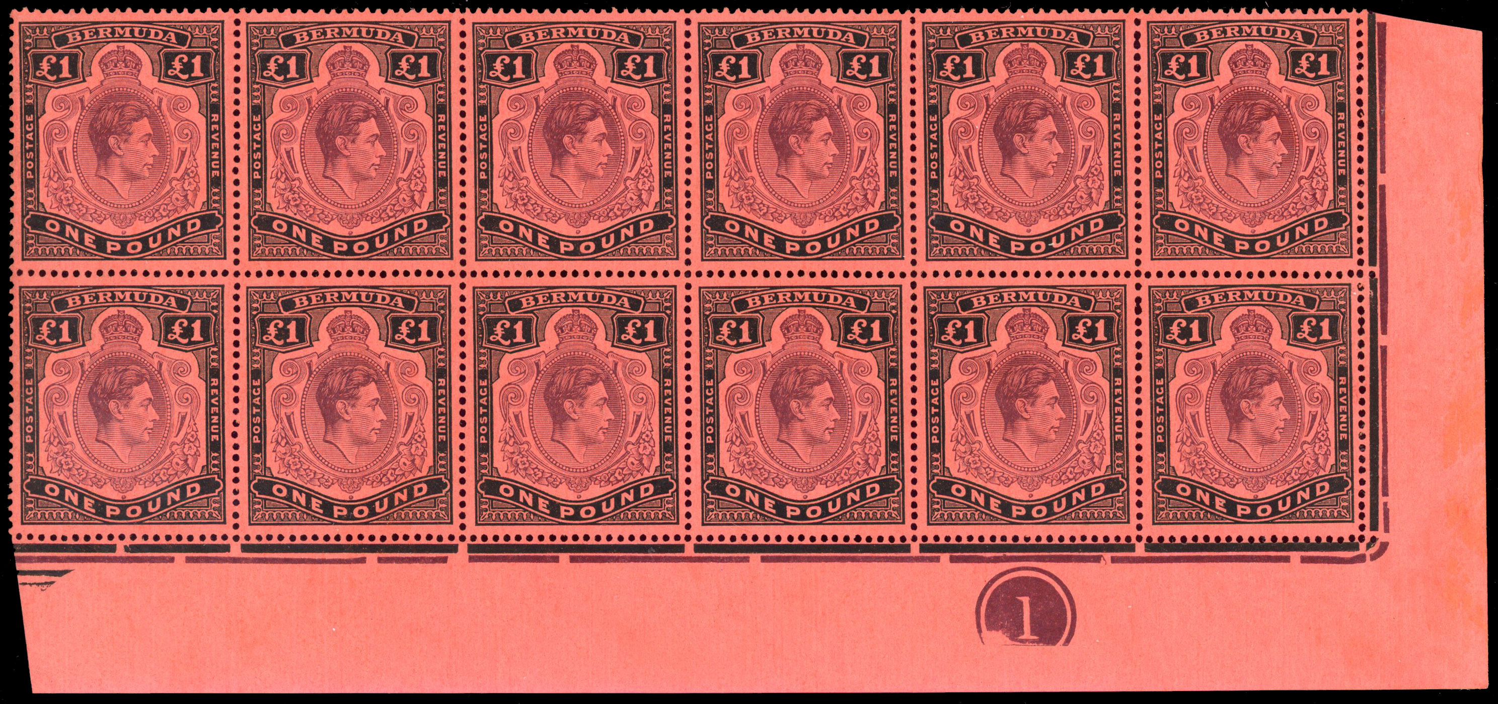 Bermuda SG 121c, ce Plate block mint