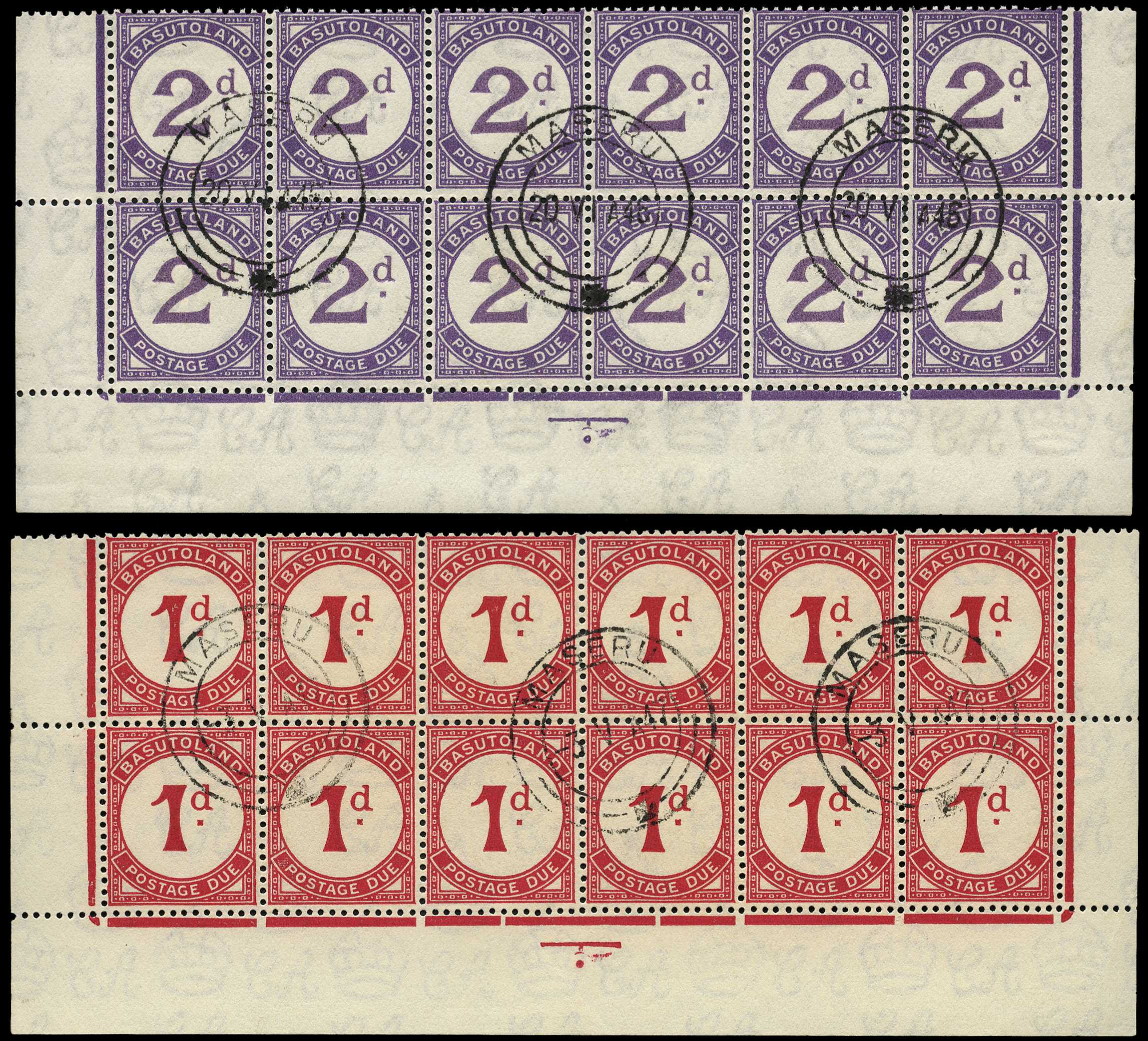 Postage Dues. 1946 printings of the 1d and 2d...