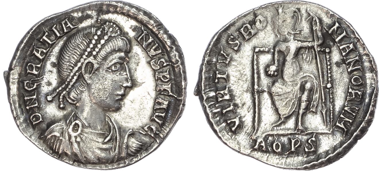 Gratian (AD 367-383) AR Siliqua, Aquileia, AD 378-383, 2.01g.