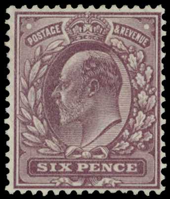 1911 6d pale dull purple, showing variety...