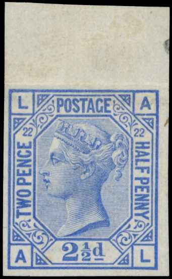 1881 2½d blue Plate 22 (AL) top...